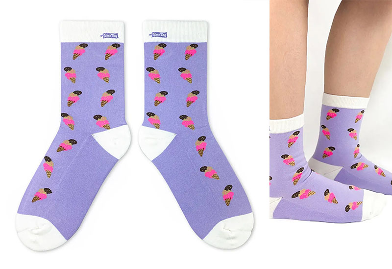 甜筒冰淇淋-淺紫 厚襪款(2種尺寸)